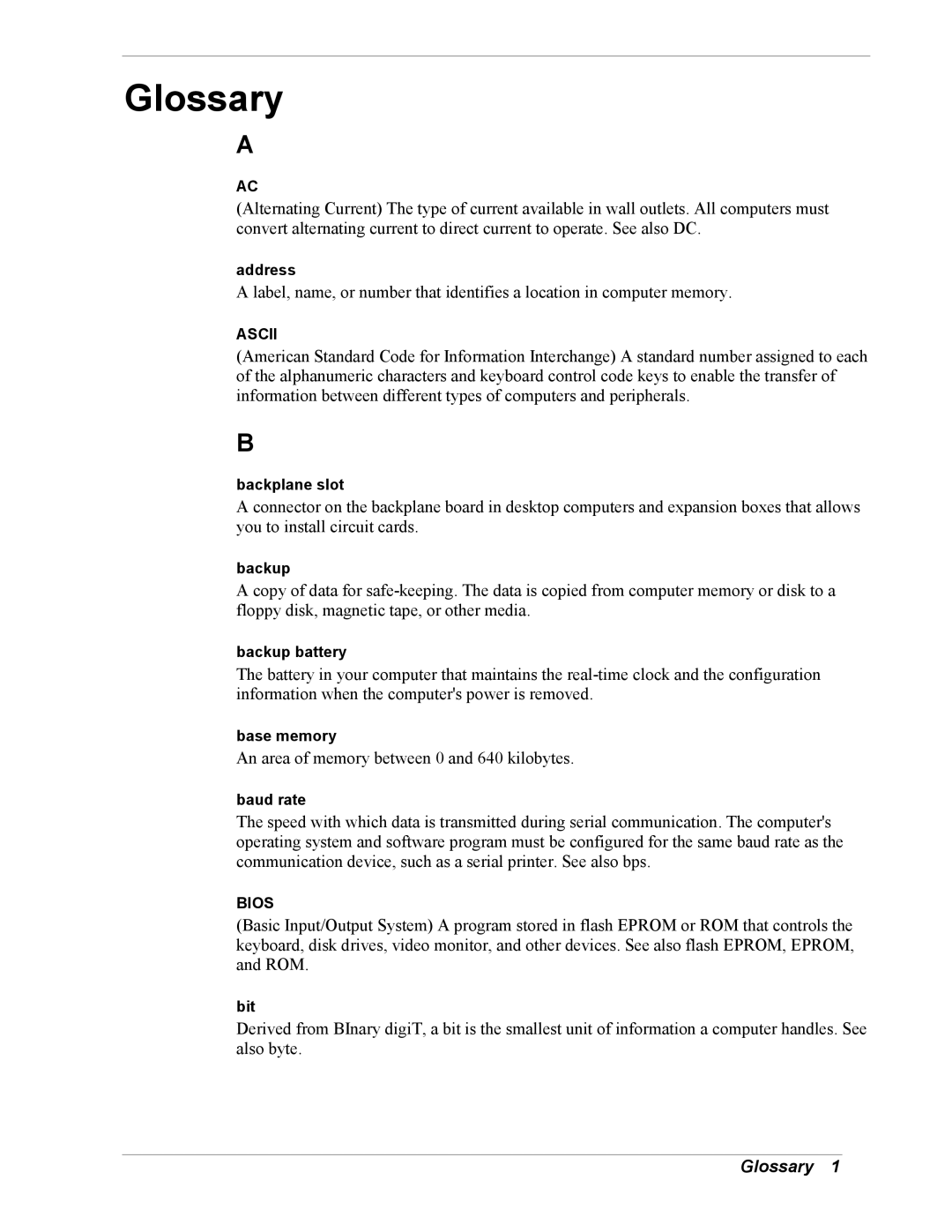 Intel 5800/120Ld manual Glossary 