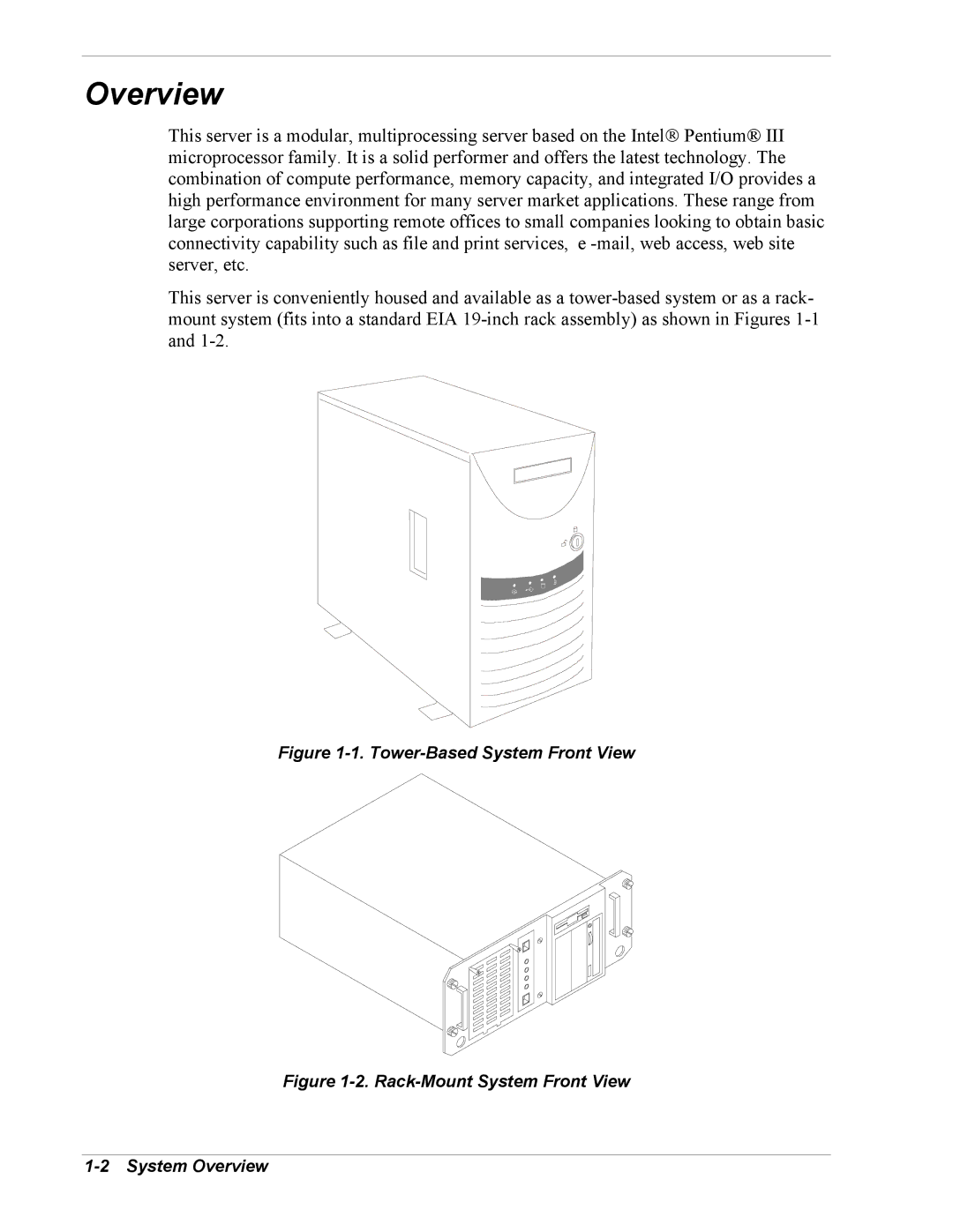 Intel 5800/120Ld manual Overview, Tower-Based System Front View 