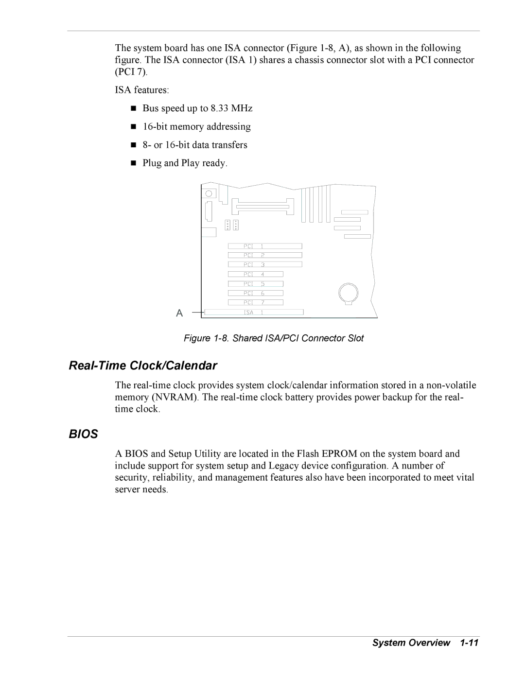 Intel 5800/120Ld manual Real-Time Clock/Calendar, Bios 