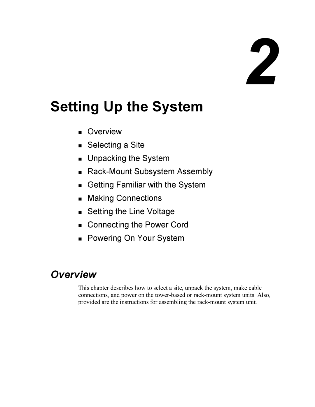 Intel 5800/120Ld manual Setting Up the System 