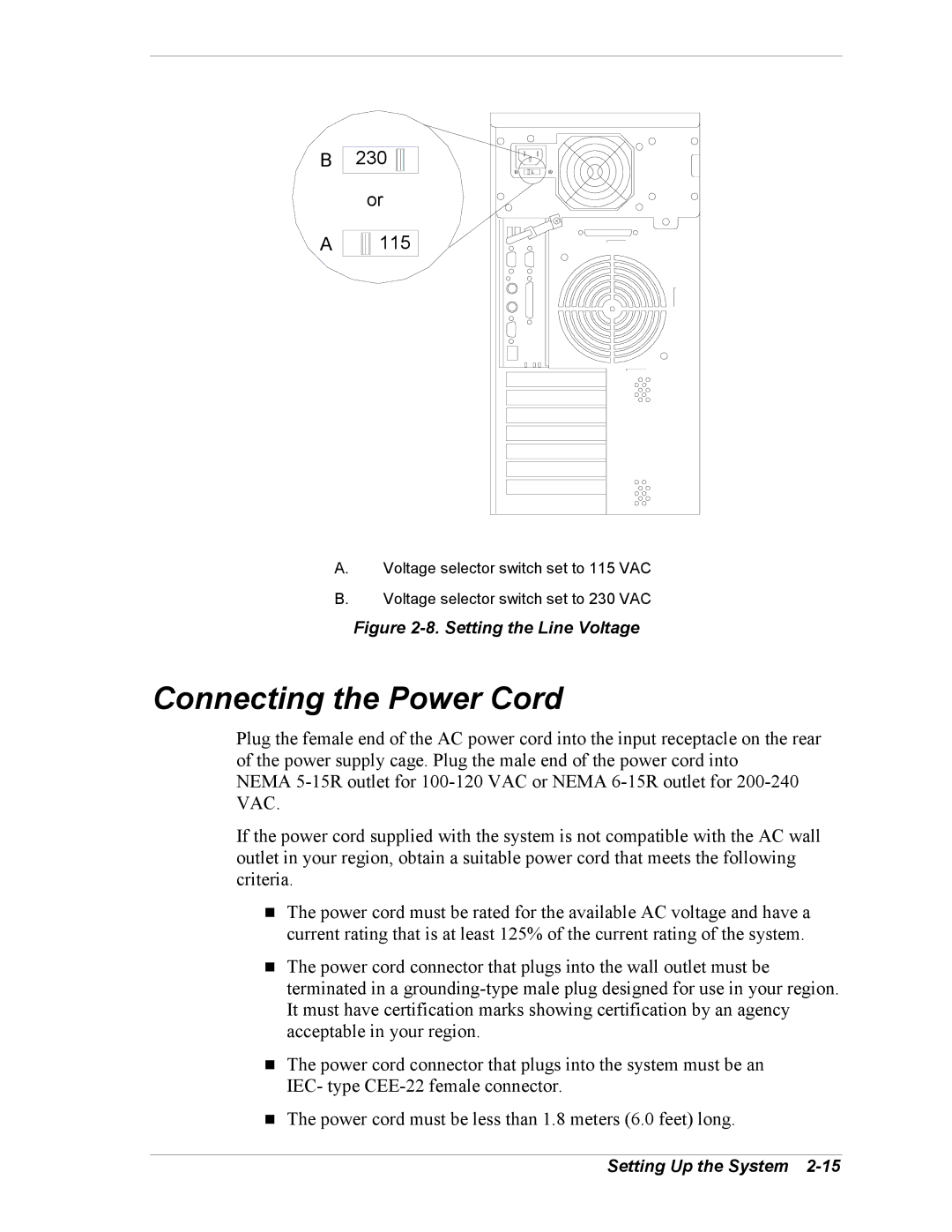 Intel 5800/120Ld manual Connecting the Power Cord, Setting the Line Voltage 