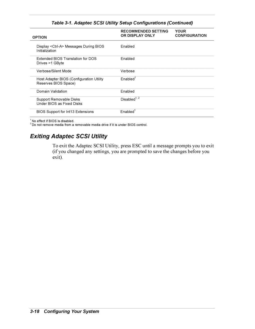 Intel 5800/120Ld manual Exiting Adaptec Scsi Utility 