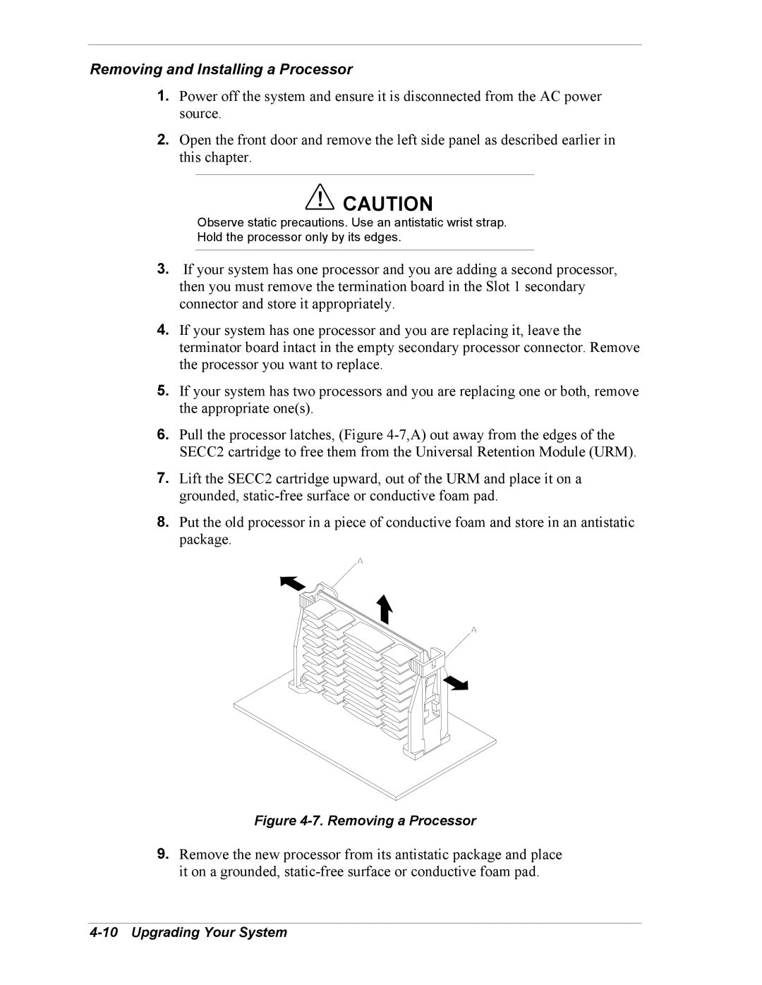 Intel 5800/120Ld manual Removing and Installing a Processor 