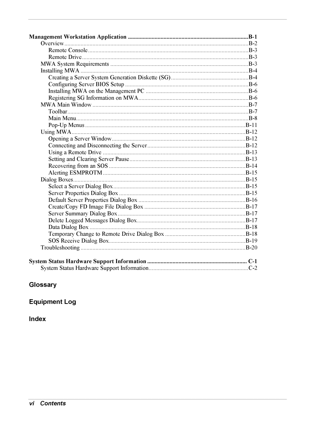 Intel 5800/120Ld manual Vi Contents, Management Workstation Application 