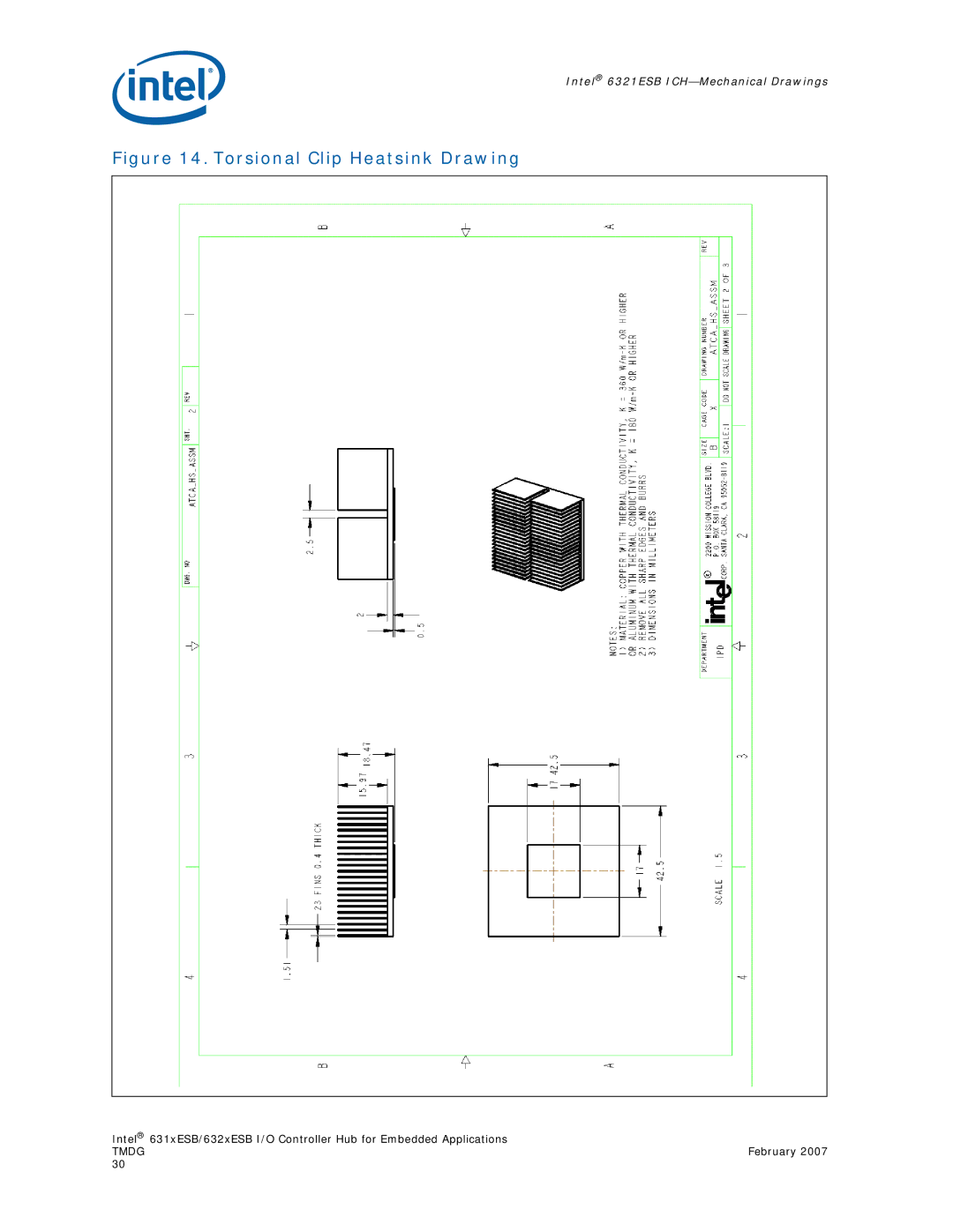 Intel 631xESB, 632xESB manual Torsional Clip Heatsink Drawing 