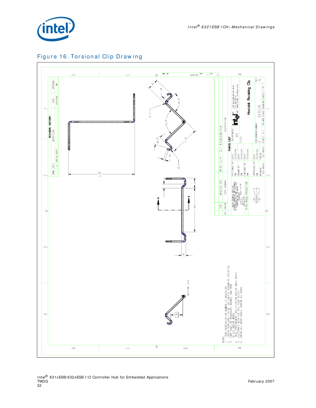 Intel 631xESB, 632xESB manual Torsional Clip Drawing 