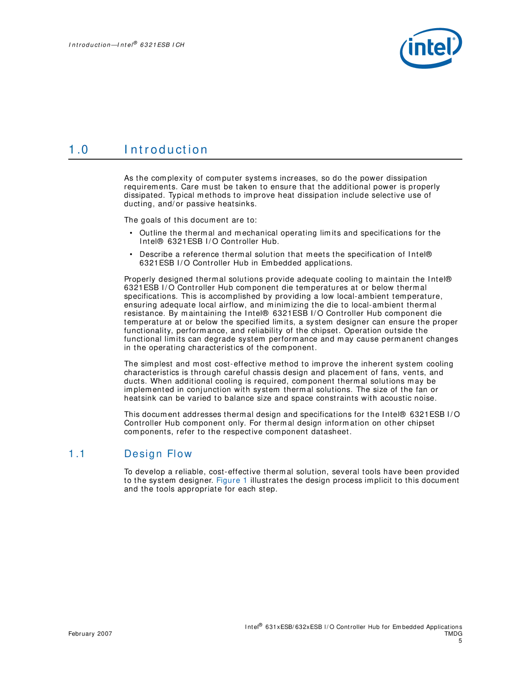 Intel 632xESB, 631xESB manual Introduction, Design Flow 