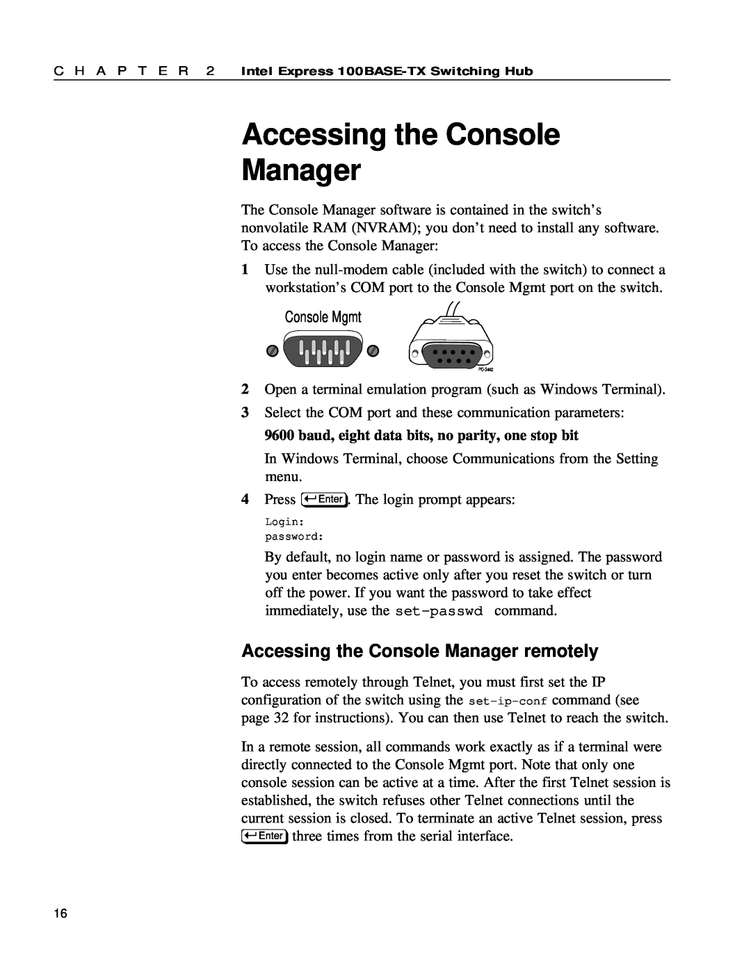 Intel 654655-001 manual Accessing the Console Manager remotely, Console Mgmt 