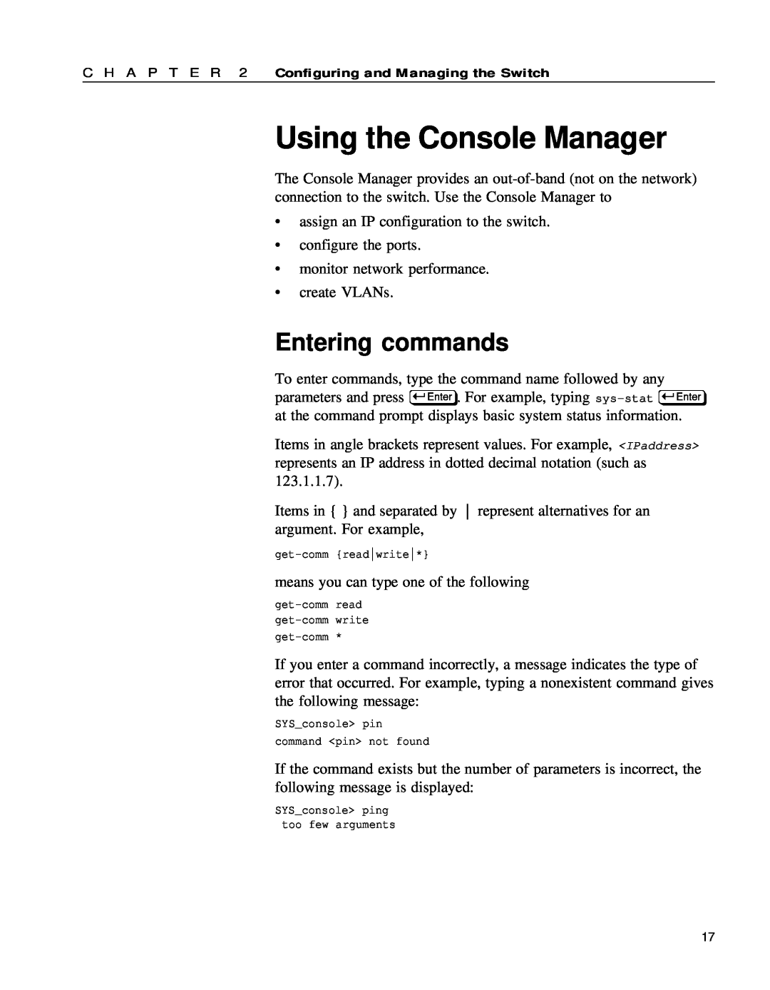 Intel 654655-001 manual Using the Console Manager, Entering commands 
