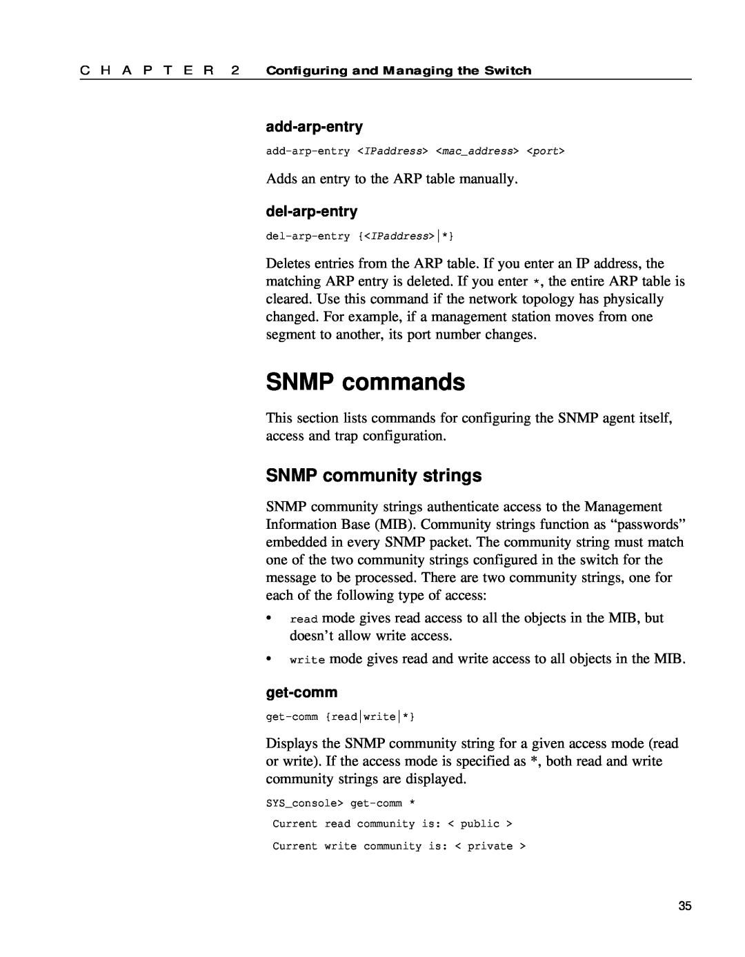 Intel 654655-001 manual SNMP commands, SNMP community strings 