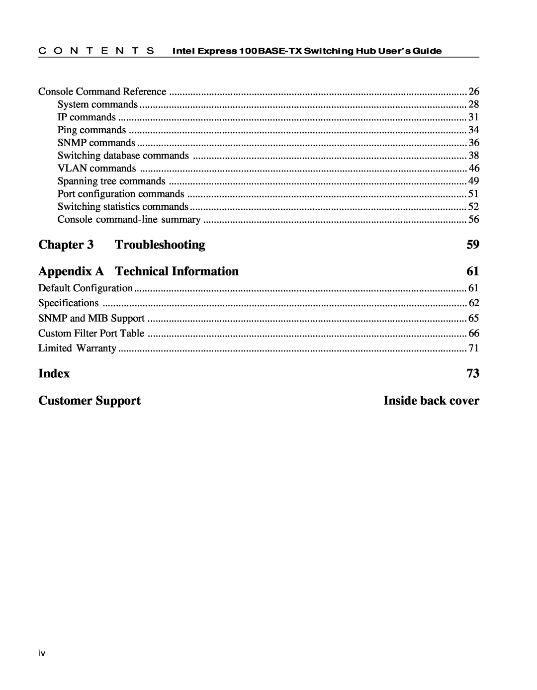 Intel 654655-001 Chapter, Troubleshooting, Appendix A, Technical Information, Index, Customer Support, Inside back cover 
