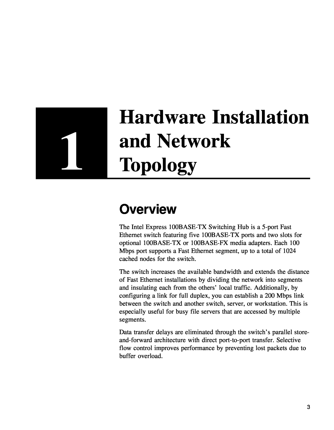 Intel 654655-001 manual Hardware Installation, and Network, Topology, Overview 