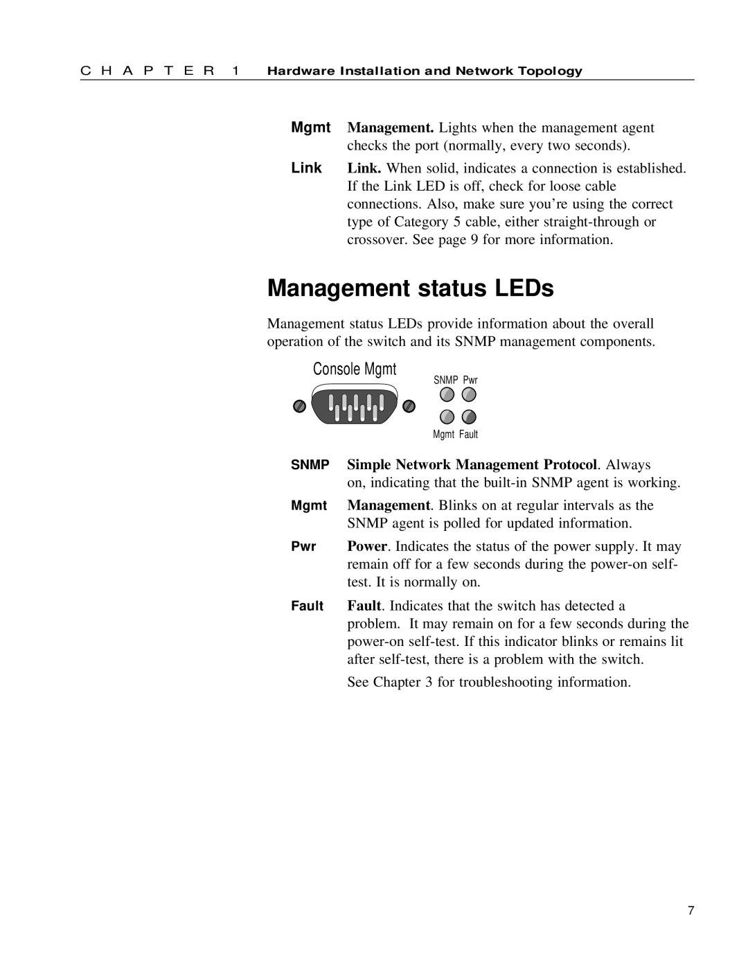 Intel 654655-001 manual Management status LEDs, Console Mgmt 