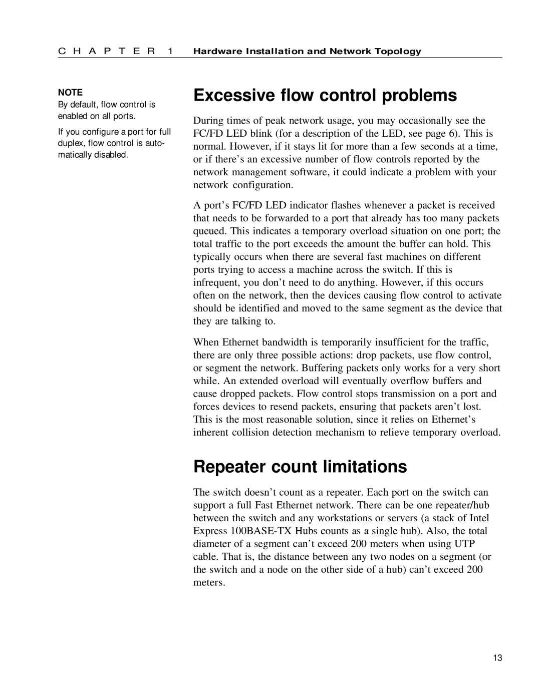 Intel 654655-001 manual Excessive flow control problems, Repeater count limitations 