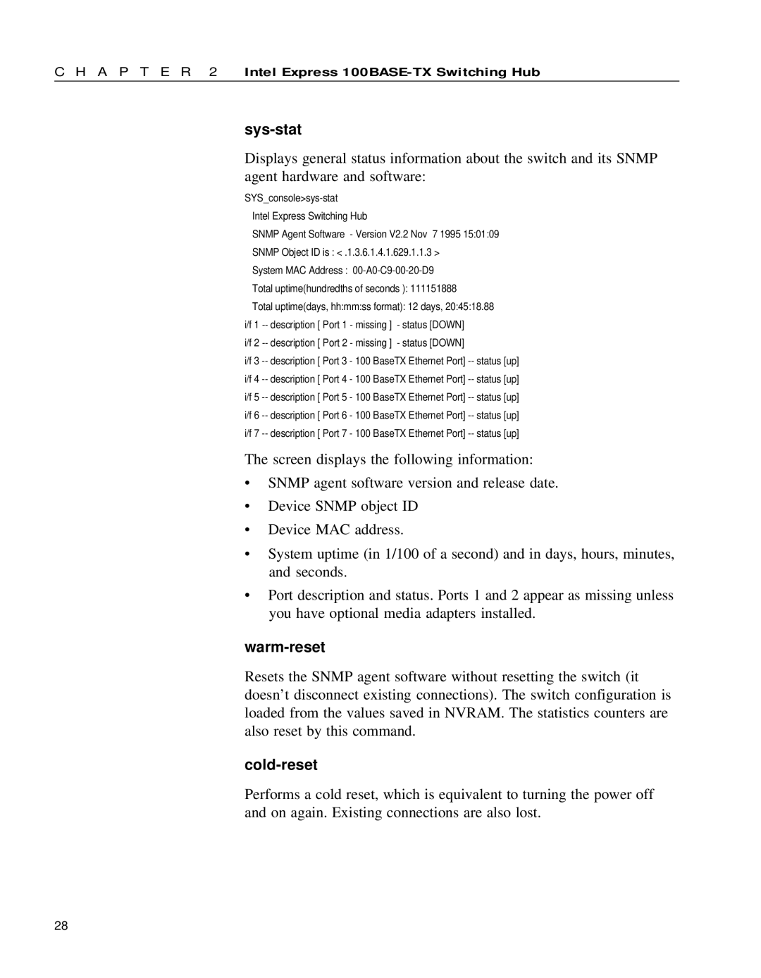 Intel 654655-001 manual Sys-stat, Warm-reset, Cold-reset 