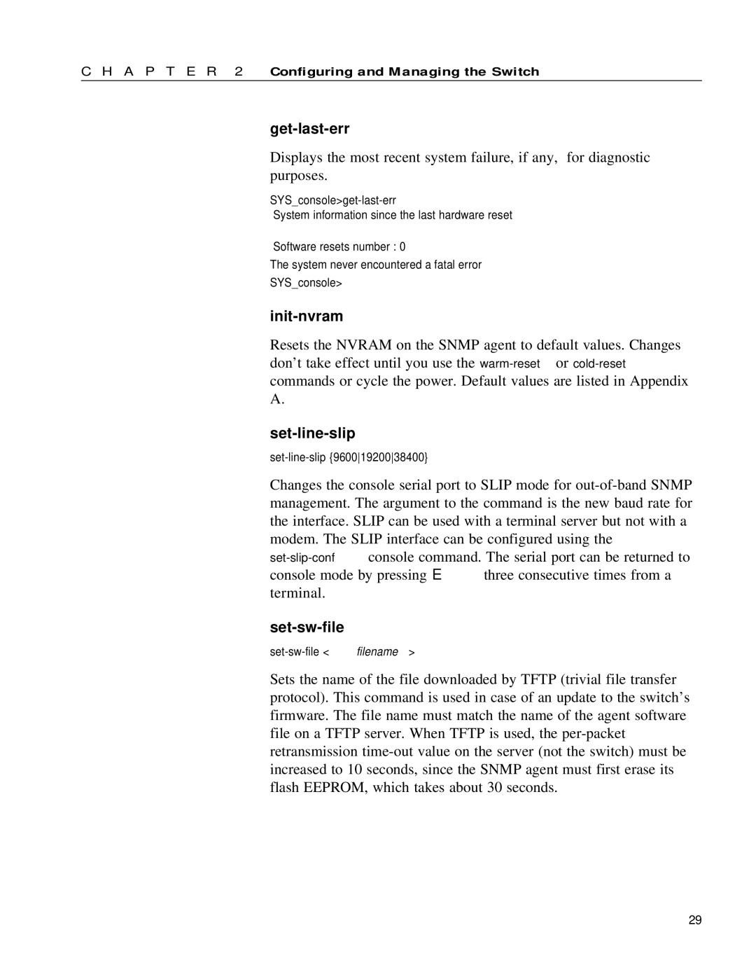 Intel 654655-001 manual Get-last-err, Init-nvram, Set-line-slip, Set-sw-file 