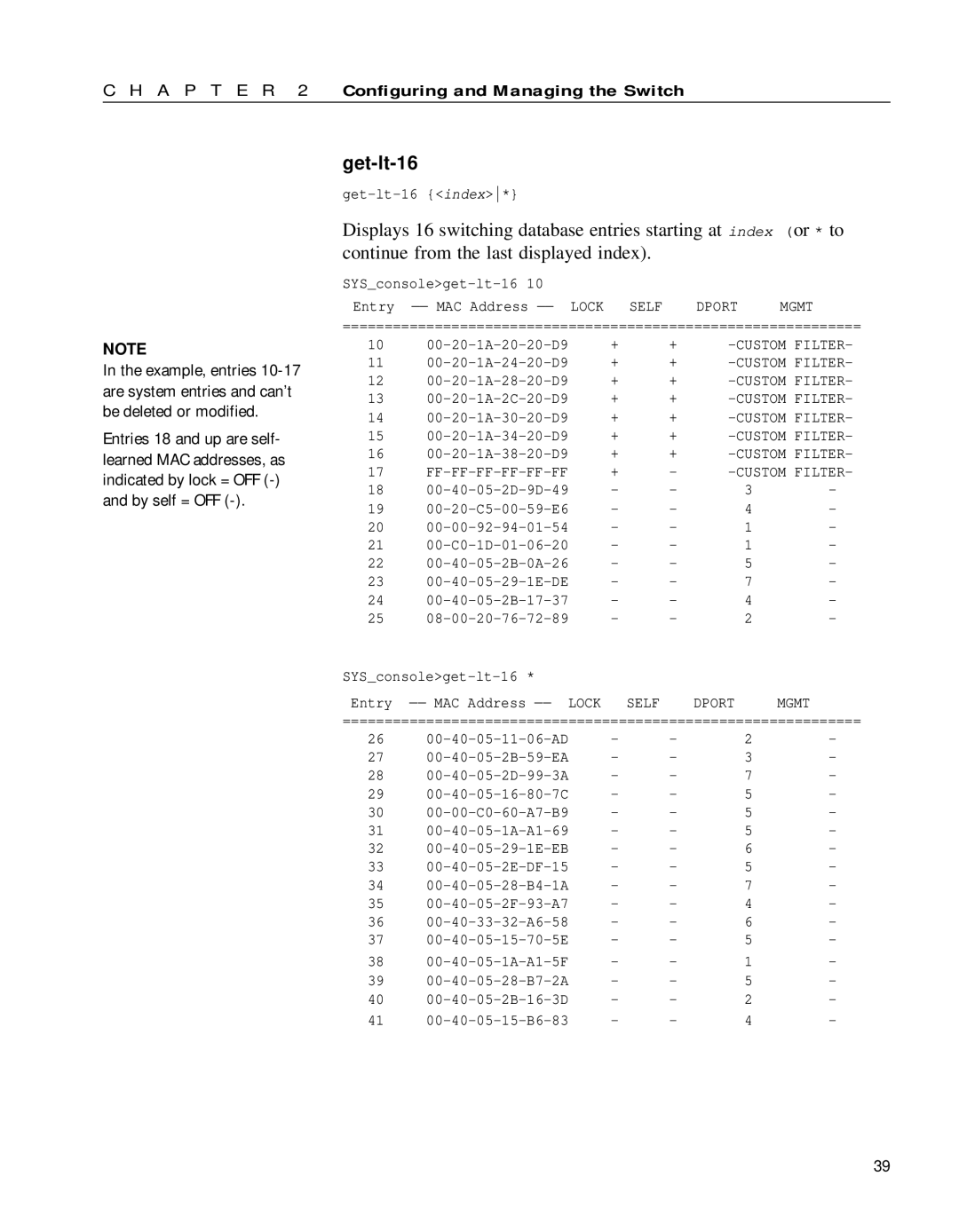 Intel 654655-001 manual Get-lt-16, FF-FF-FF-FF-FF-FF Custom Filter 