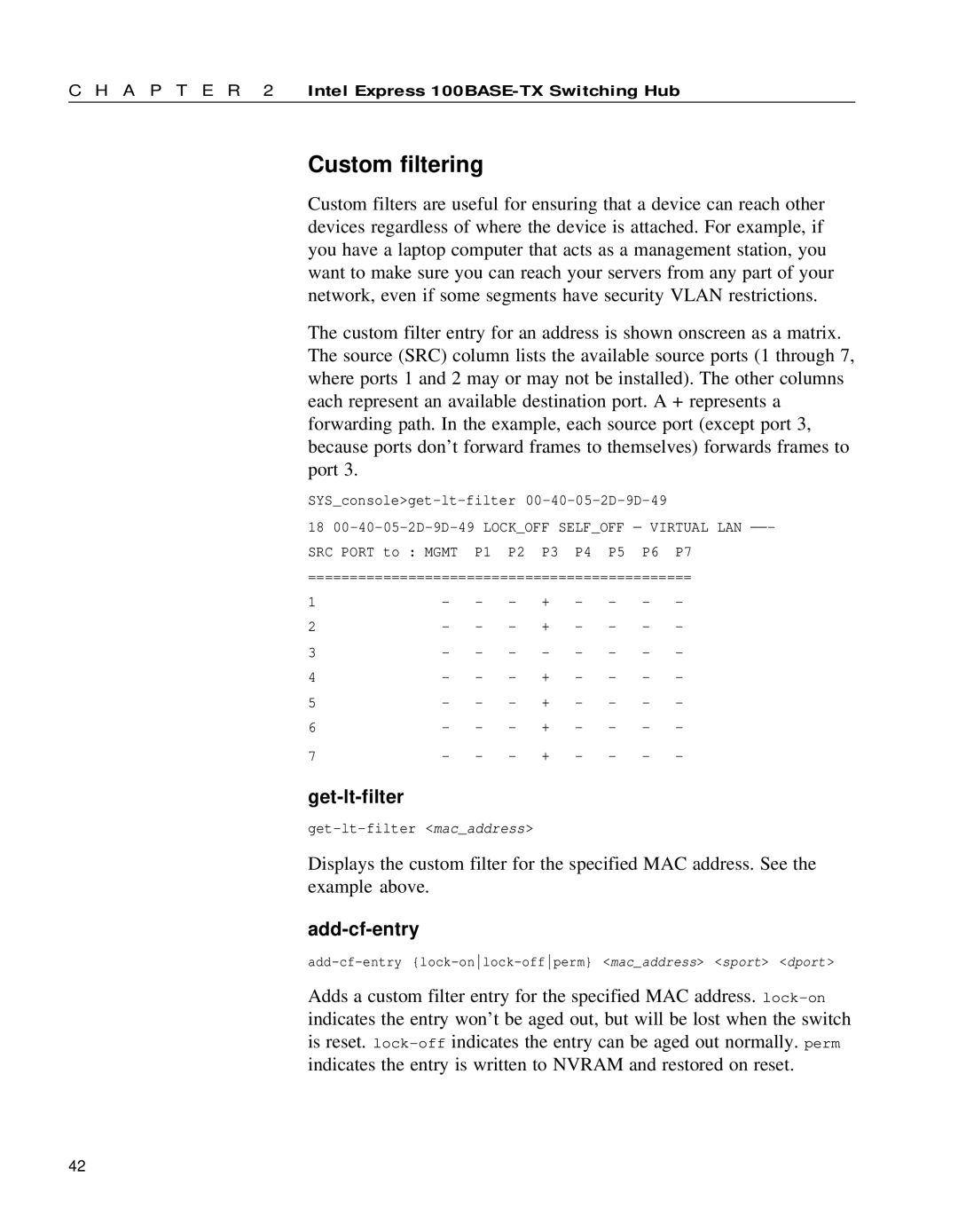 Intel 654655-001 manual Get-lt-filter, Add-cf-entry 