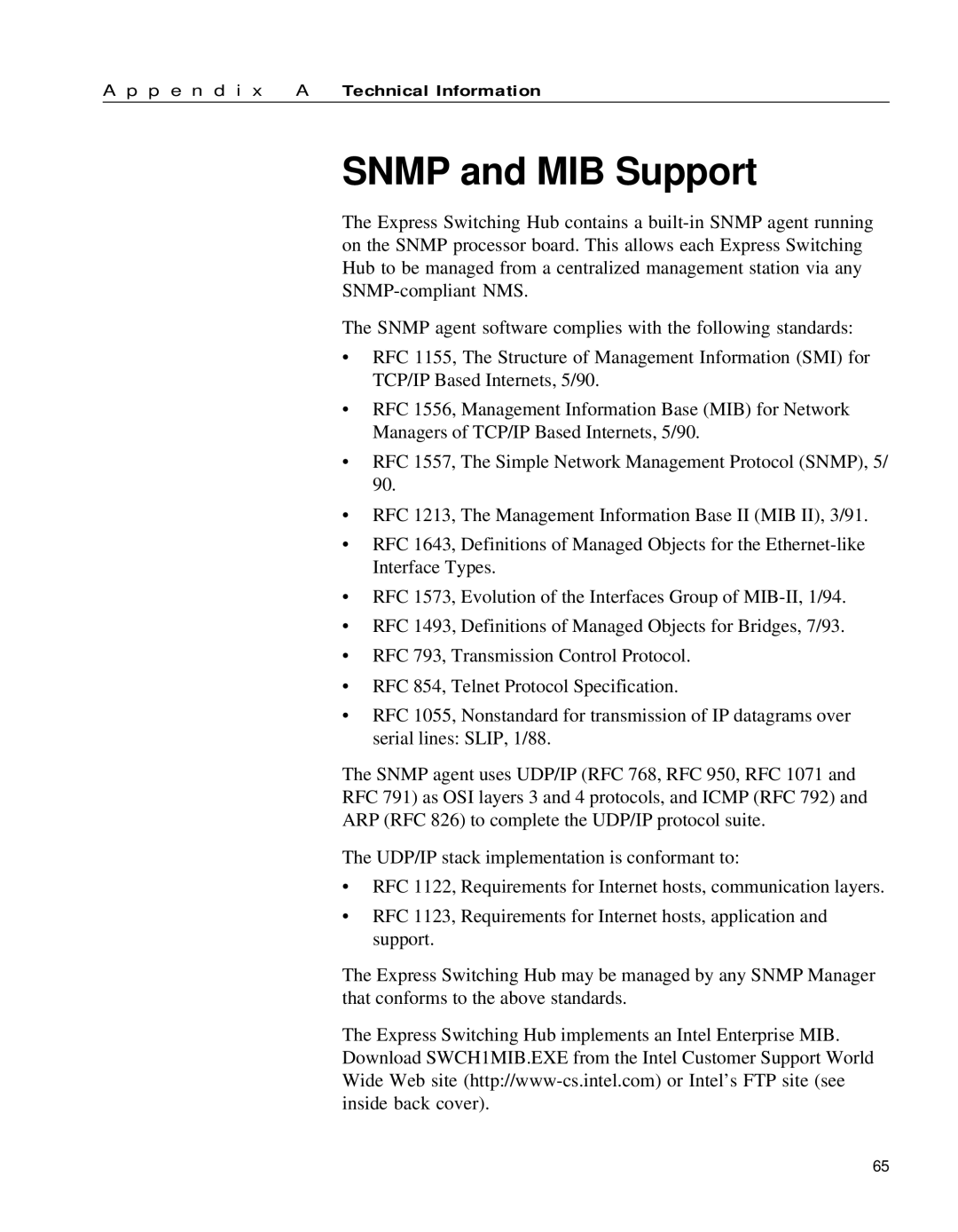 Intel 654655-001 manual Snmp and MIB Support 