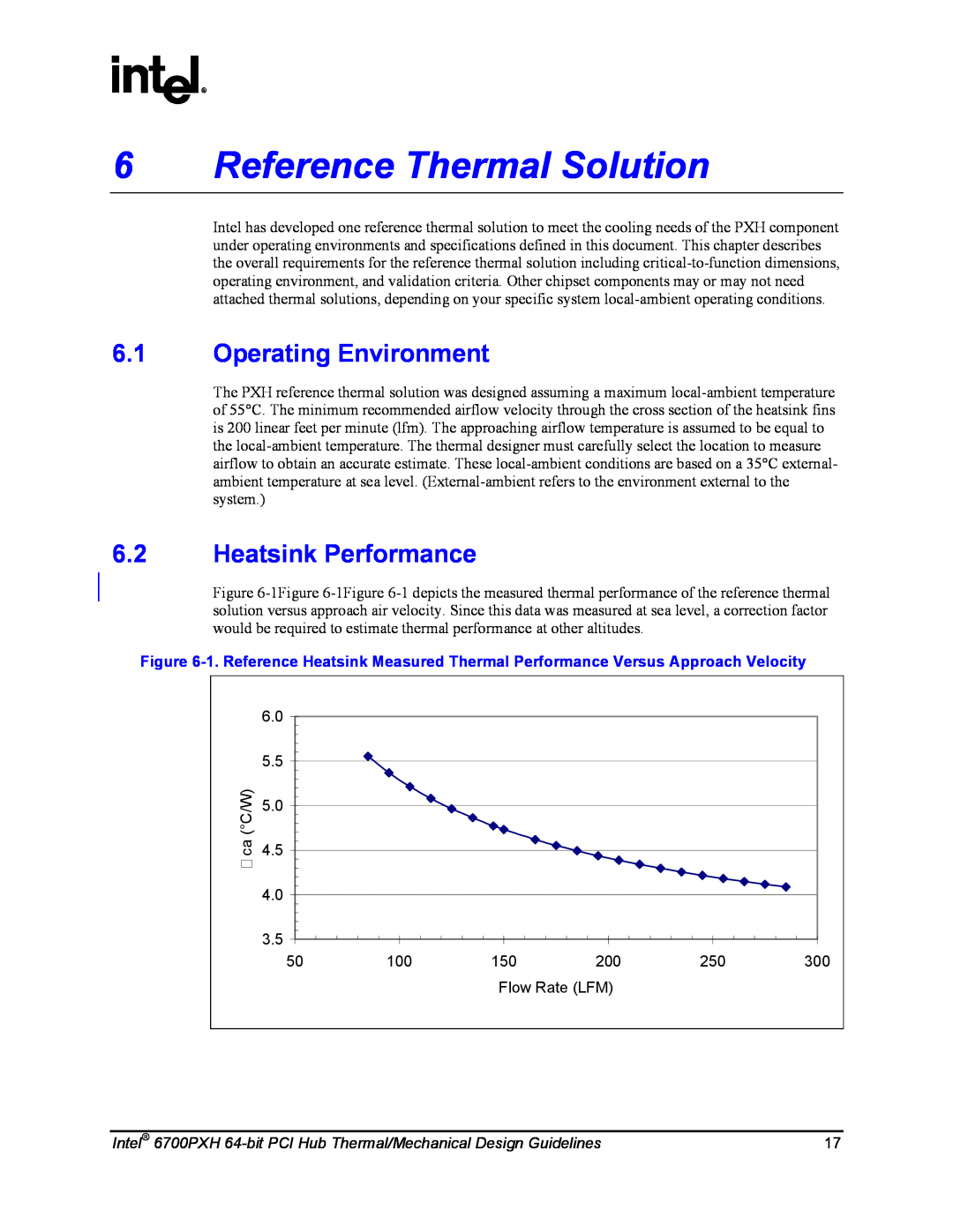Intel 6700PXH manual Reference Thermal Solution, Operating Environment, Heatsink Performance 