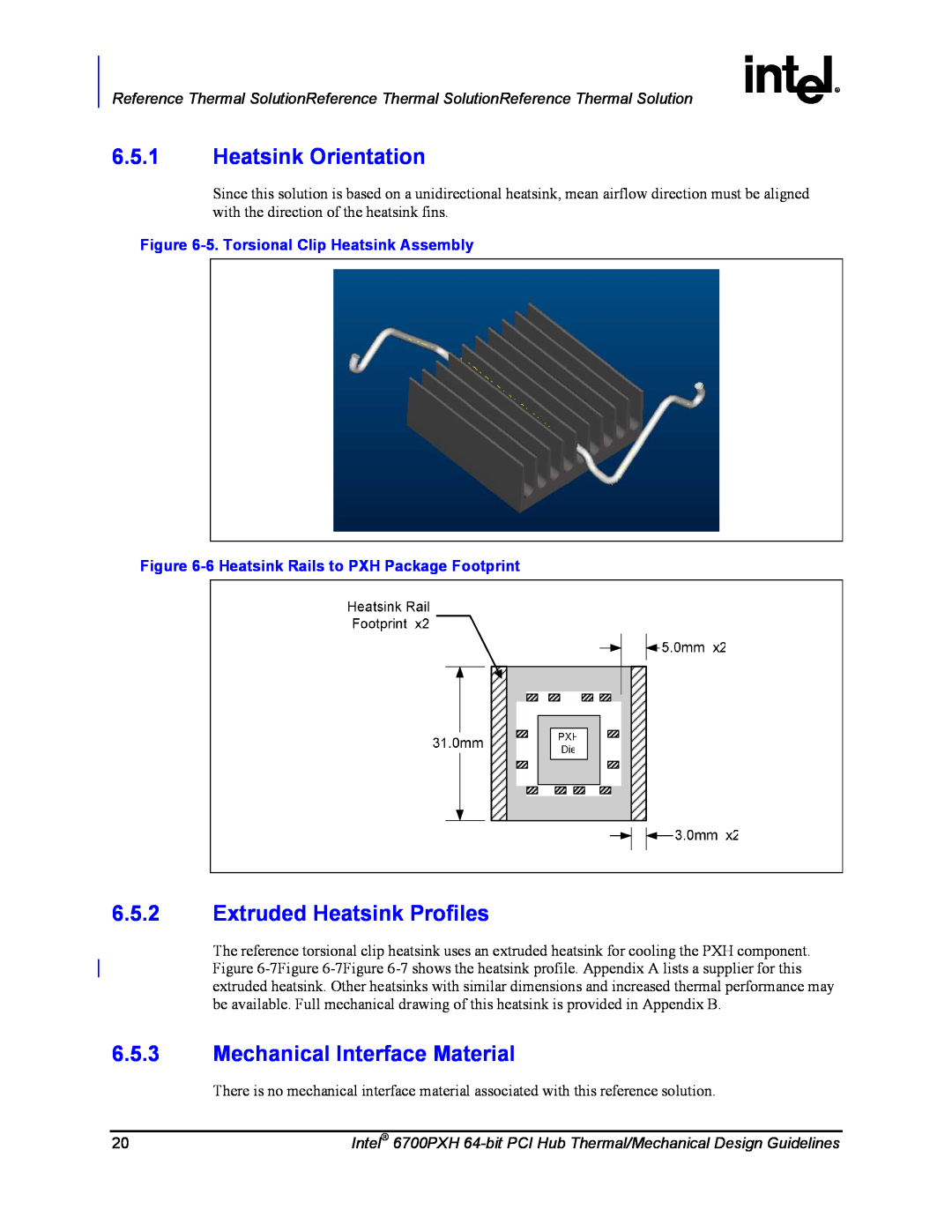 Intel 6700PXH manual Heatsink Orientation, Extruded Heatsink Profiles, Mechanical Interface Material 
