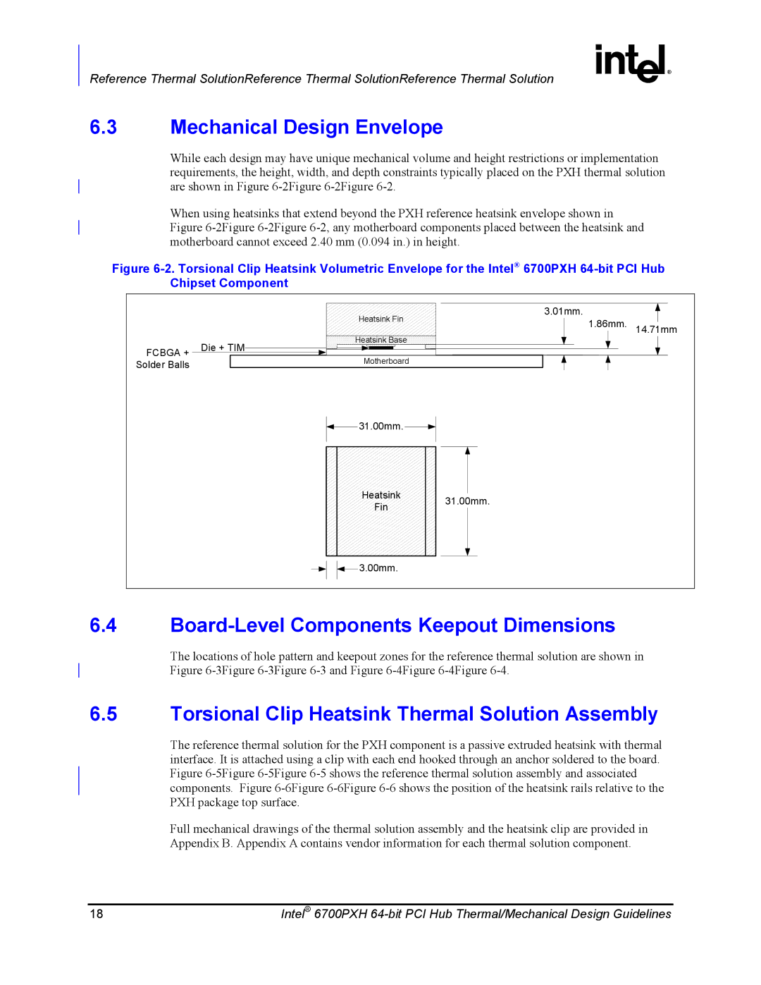 Intel 6700PXH manual Mechanical Design Envelope, Board-Level Components Keepout Dimensions 