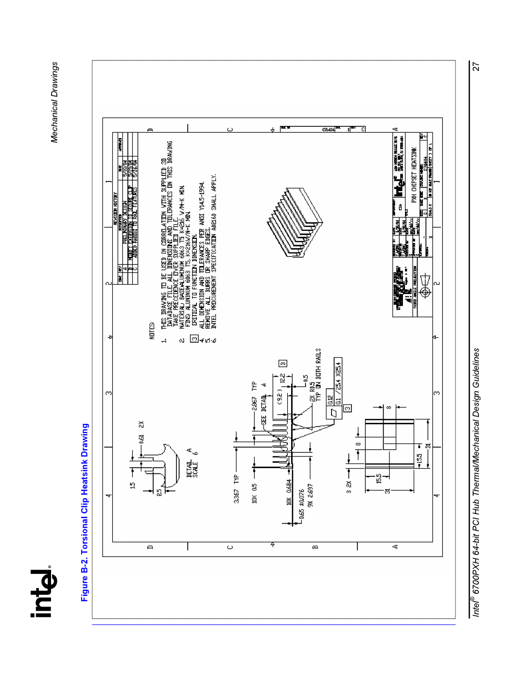 Intel 6700PXH manual Figure B-2. Torsional Clip Heatsink Drawing 