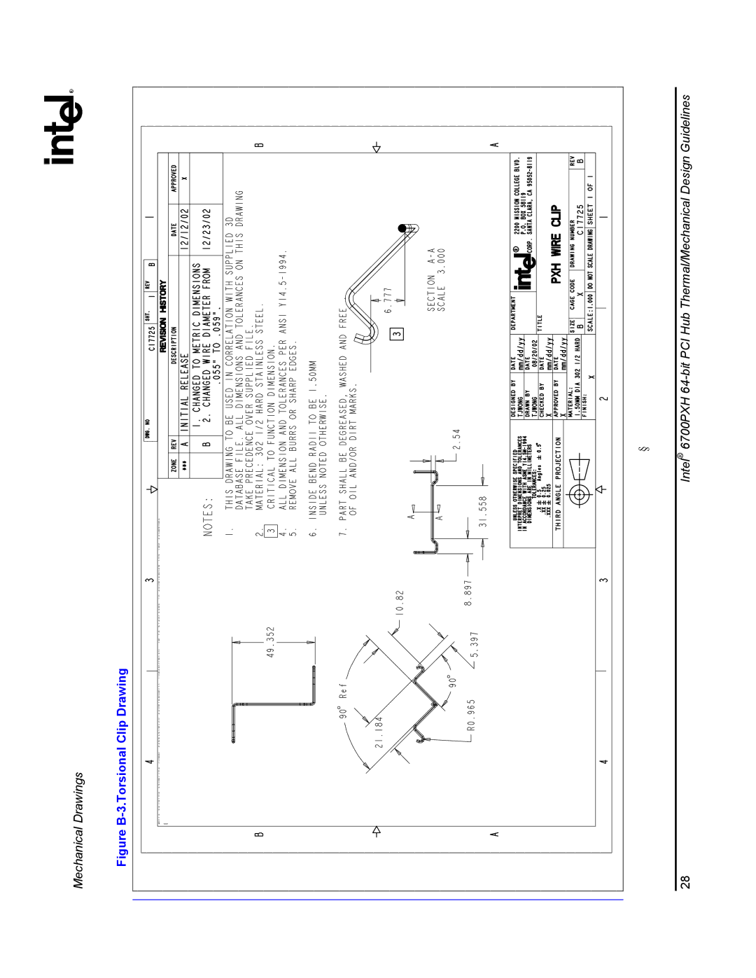 Intel 6700PXH manual Figure B-3.Torsional Clip Drawing 