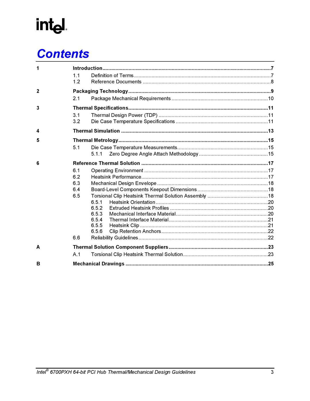 Intel 6700PXH manual Contents 