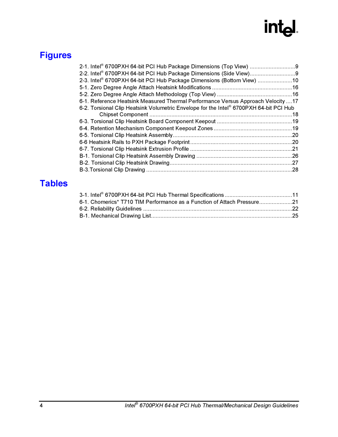 Intel 6700PXH manual Figures, Tables 