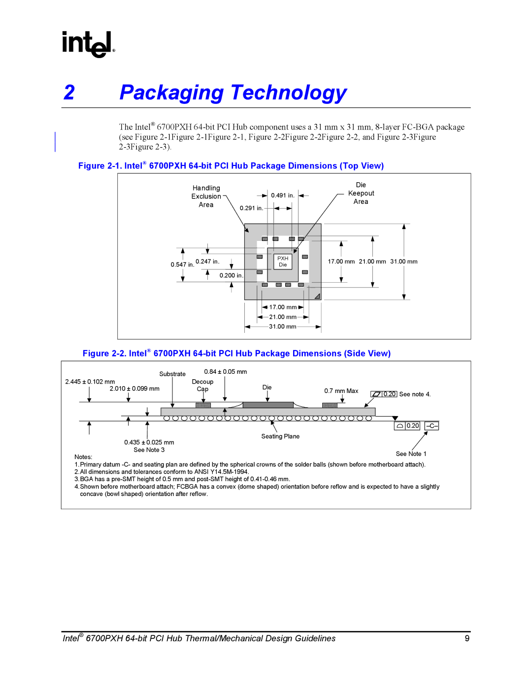 Intel 6700PXH manual Packaging Technology, Keepout Exclusion 