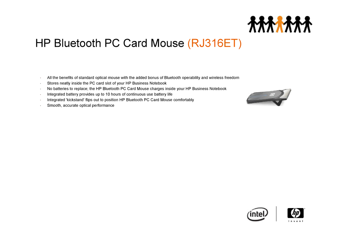 Intel 2510P, 6910P manual HP Bluetooth PC Card Mouse RJ316ET 