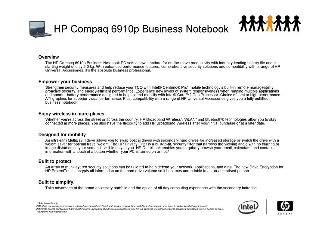 Intel 2510P, 6910P Overview, Empower your business, Enjoy wireless in more places, Designed for mobility, Built to protect 