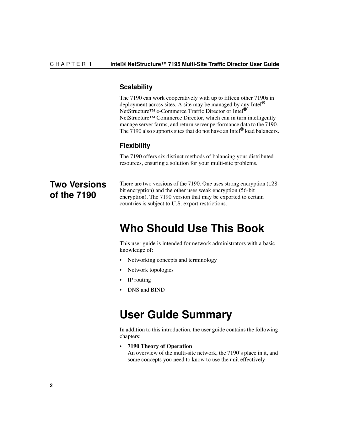 Intel 7190 manual Who Should Use This Book, User Guide Summary, Two Versions, Scalability, Flexibility 