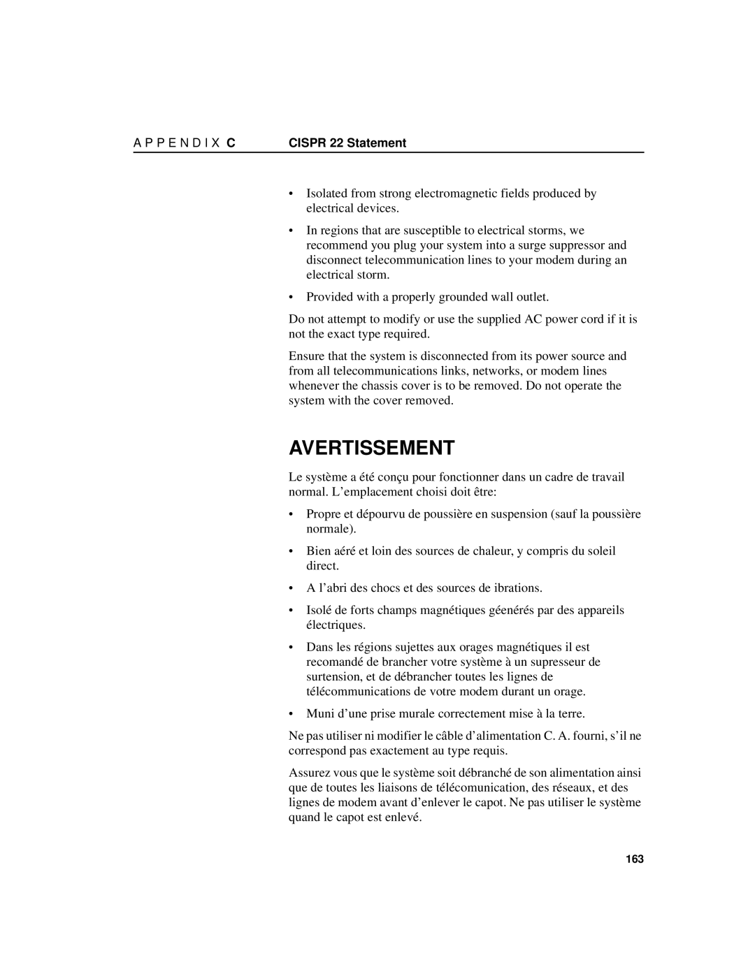 Intel 7190 manual Avertissement 