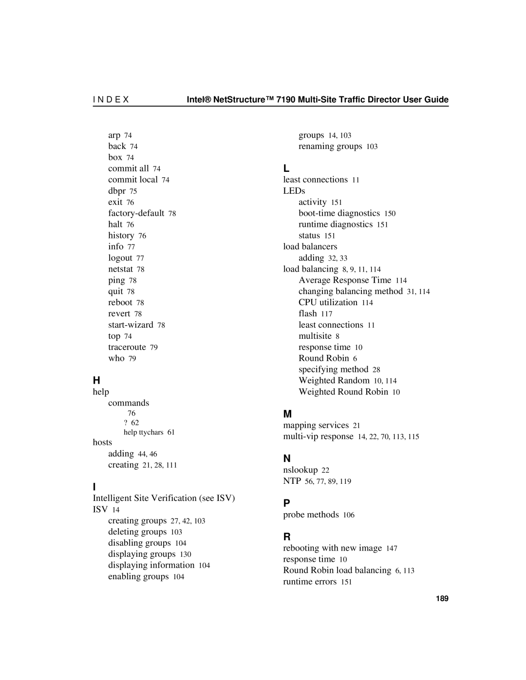 Intel 7190 manual Help commands 