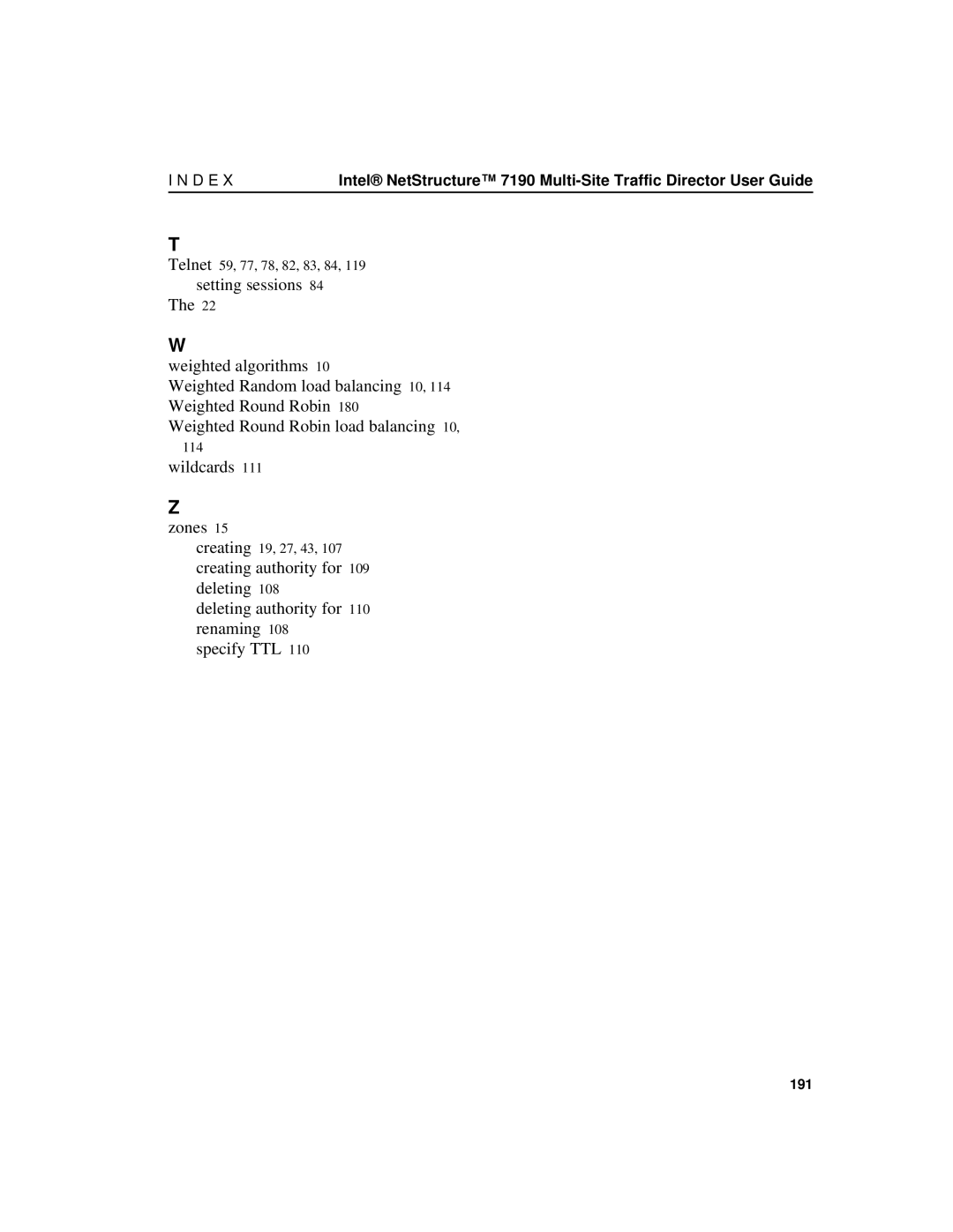 Intel 7190 manual Wildcards Zones 