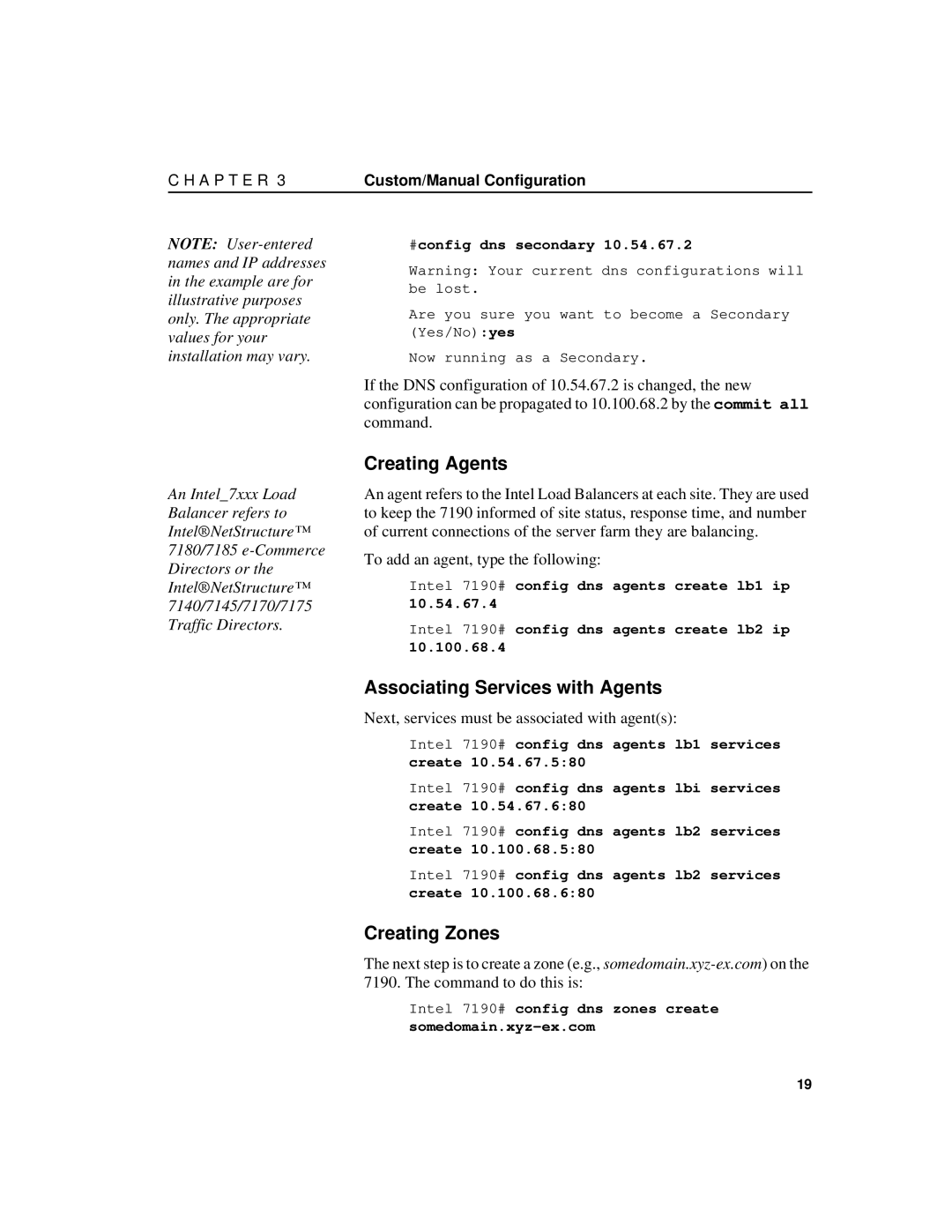 Intel 7190 manual Creating Agents, Associating Services with Agents, Creating Zones 