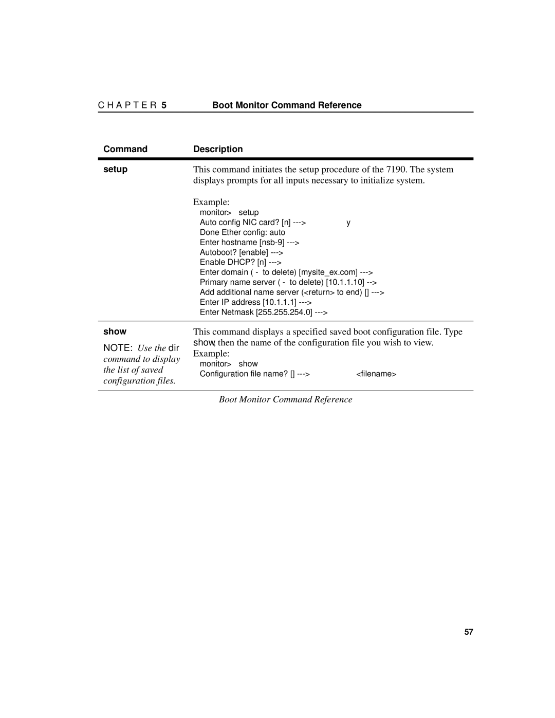 Intel 7190 manual Command to display, List of saved 