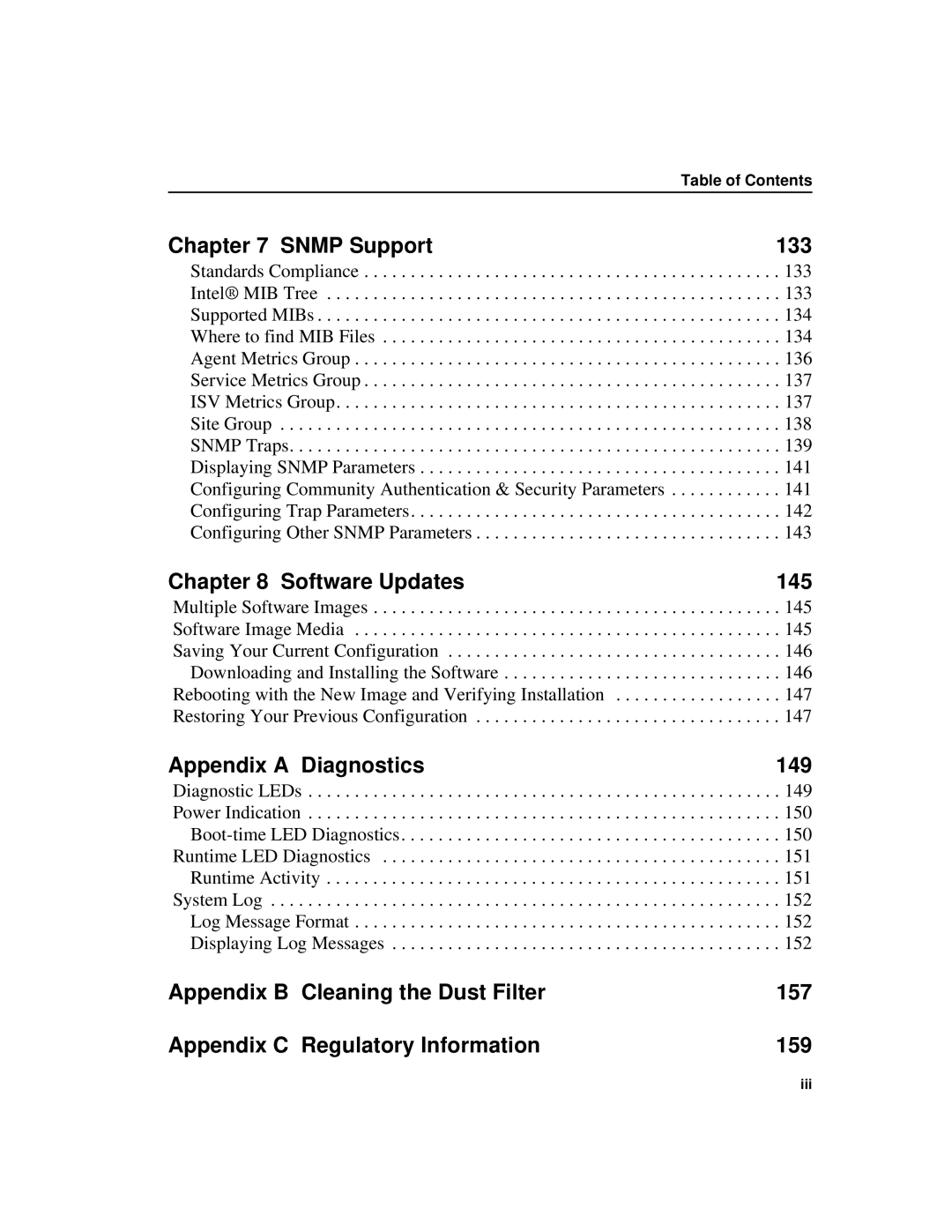 Intel 7190 manual Snmp Support 133 