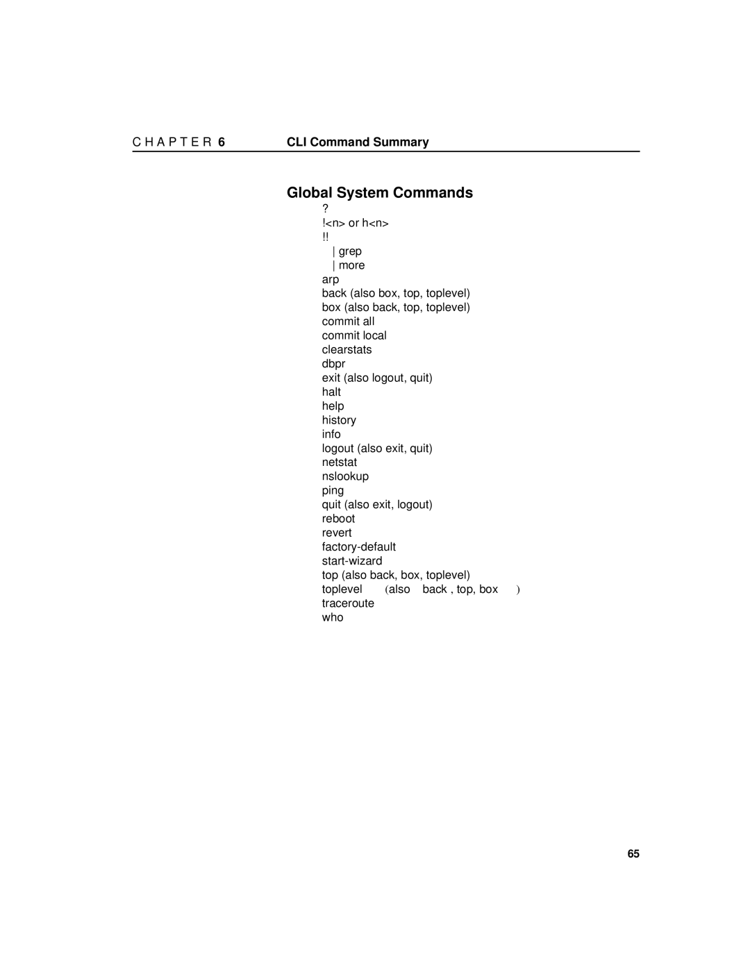 Intel 7190 manual Global System Commands 