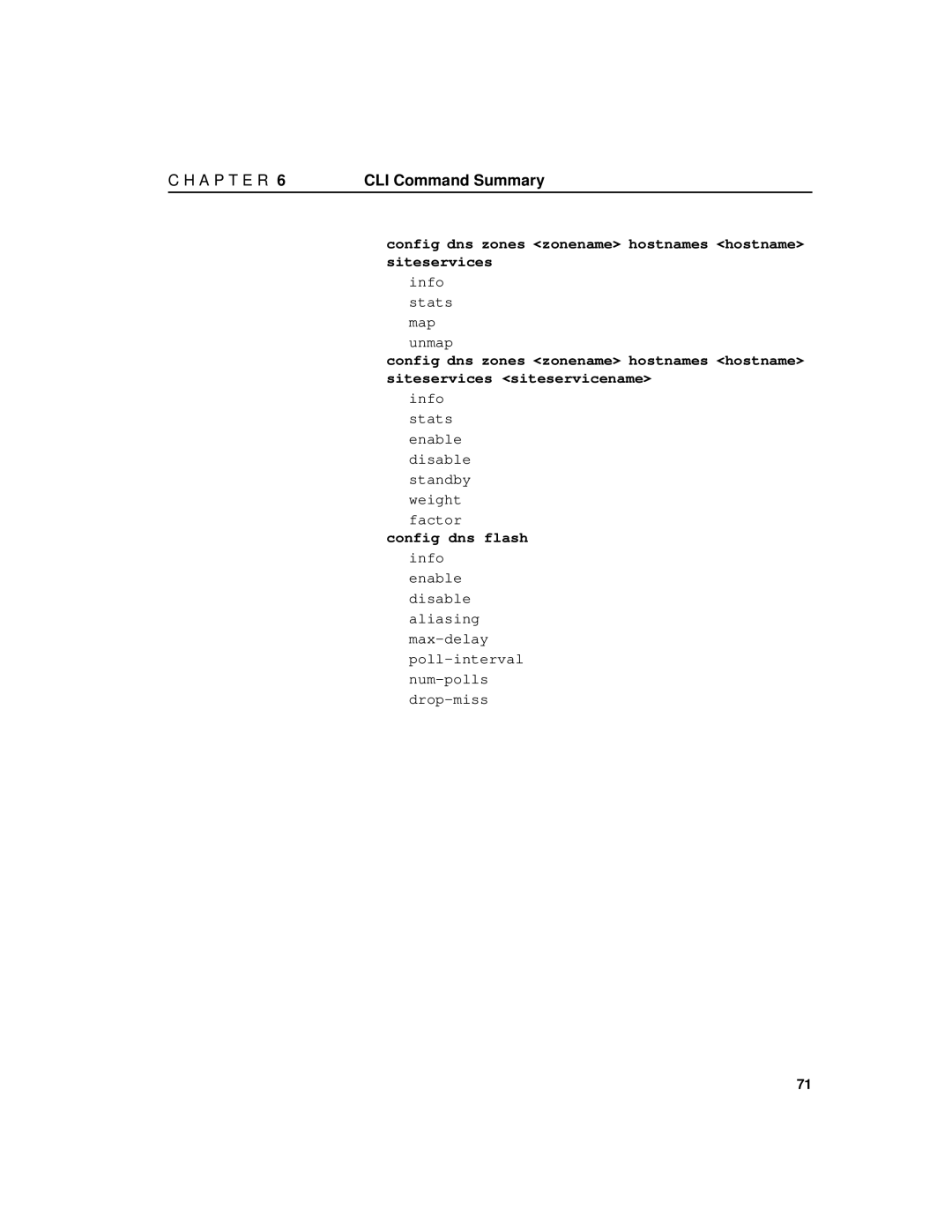 Intel 7190 manual Config dns zones zonename hostnames hostname siteservices 