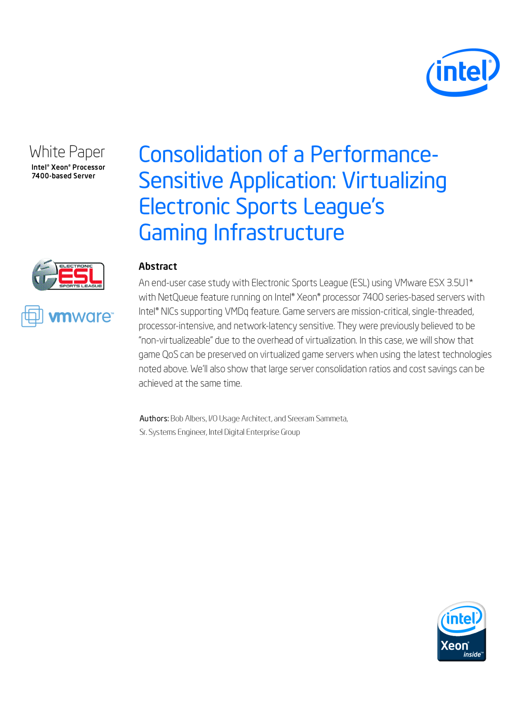 Intel 7400 manual Abstract, Consolidation of a Performance Sensitive Application Virtualizing, White Paper 