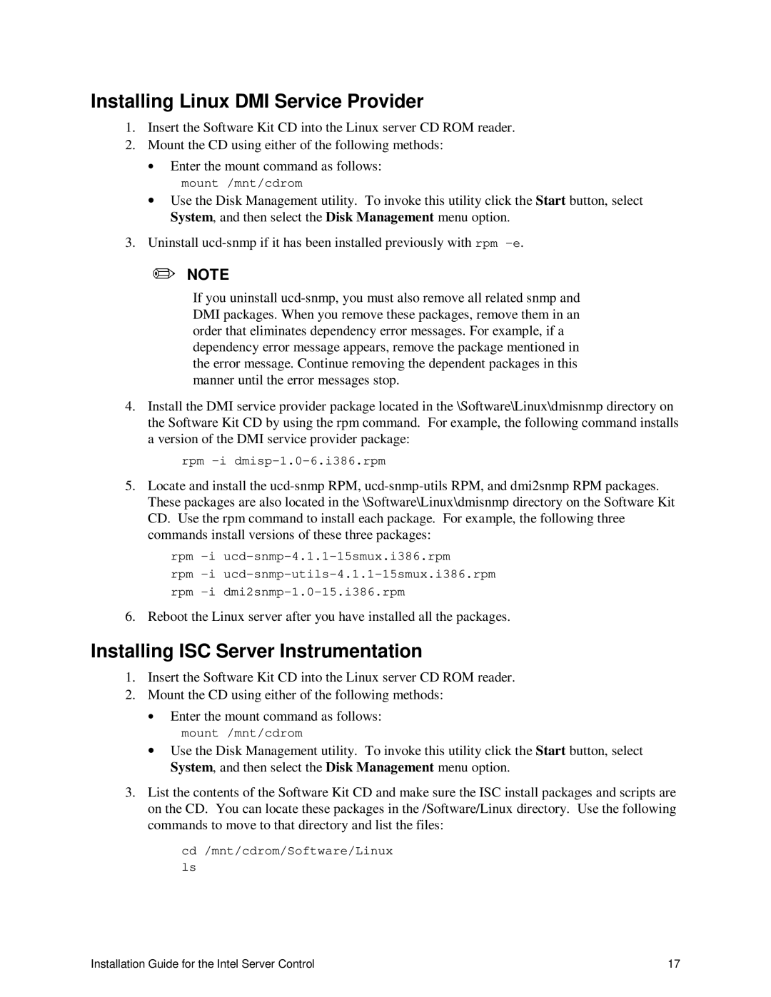 Intel 747116-011 manual Installing Linux DMI Service Provider, Installing ISC Server Instrumentation 