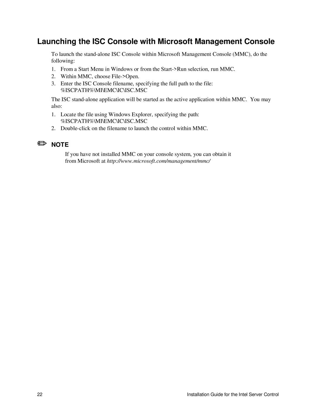 Intel 747116-011 manual Launching the ISC Console with Microsoft Management Console 