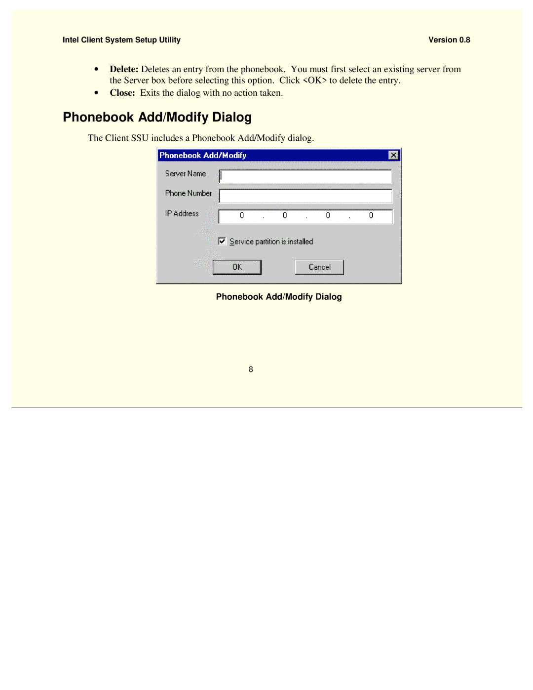 Intel 754458-002 manual Phonebook Add/Modify Dialog 