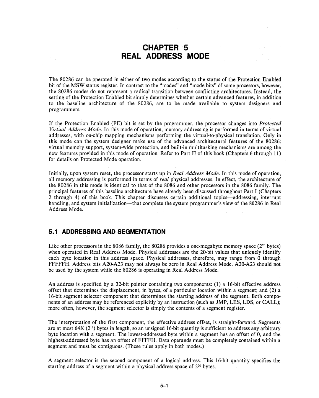 Intel 80286, 80287 manual Chapter Real Address Mode, Addressing and Segmentation 