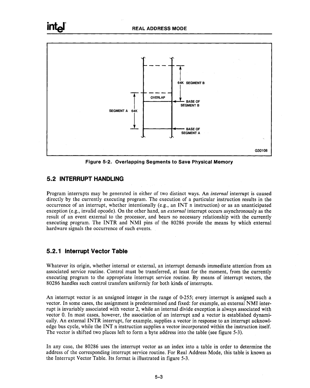 Intel 80286, 80287 manual Real Address Mode, Overlapping Segments to Save Physical Memory 