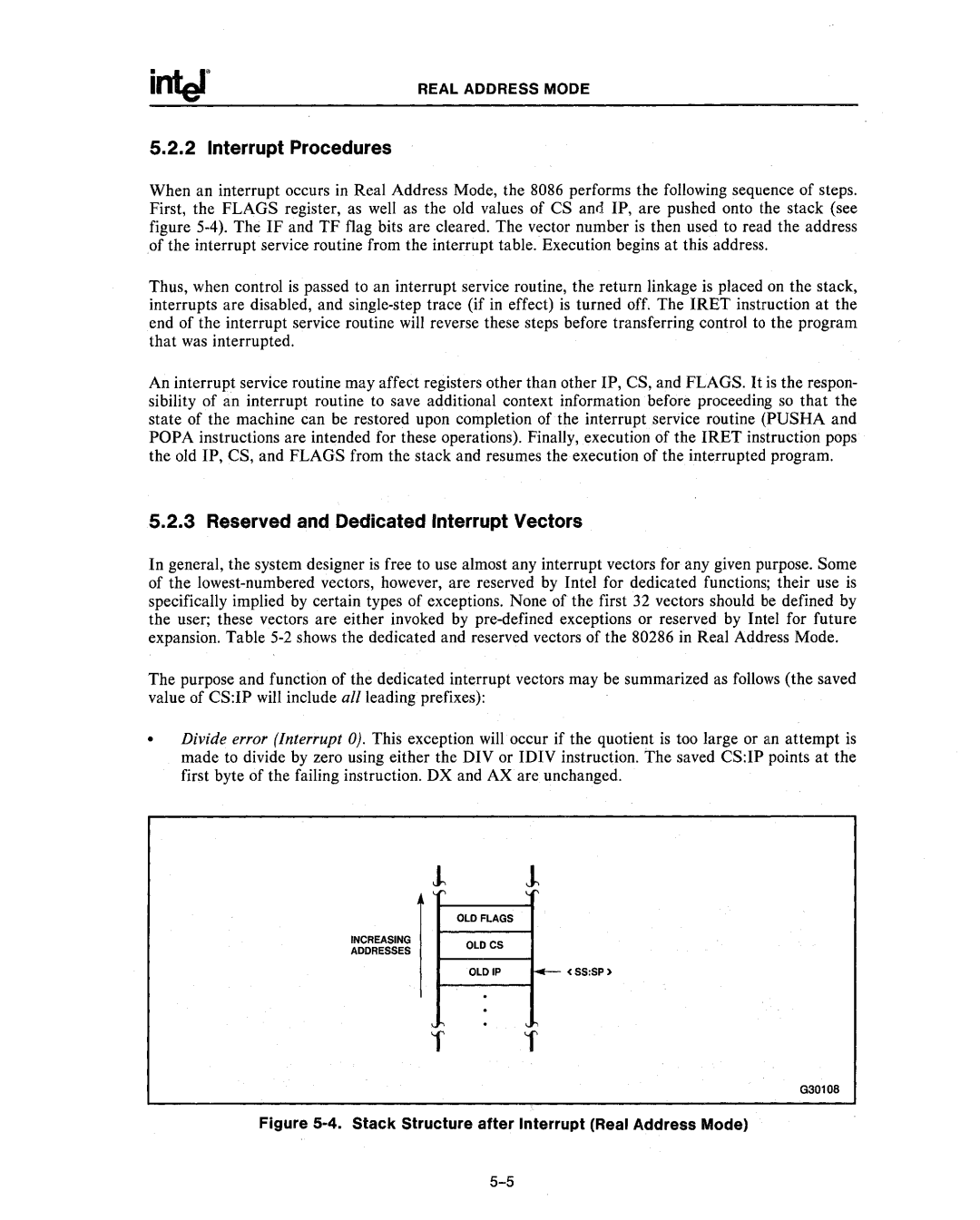 Intel 80286, 80287 manual Interrupt Procedures, Reserved and Dedicated Interrupt Vectors 