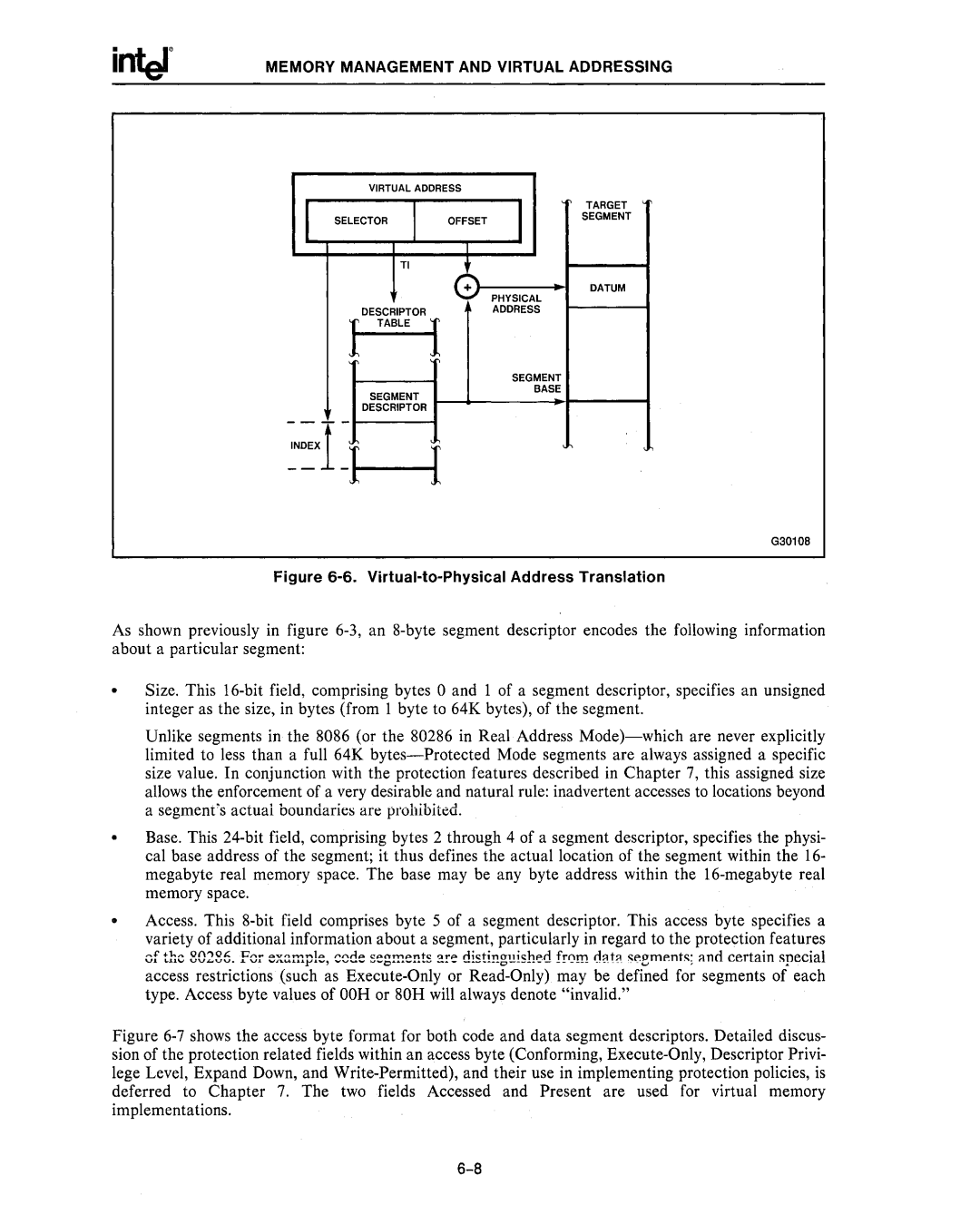 Intel 80287, 80286 manual Virtual-to-Physical Address Translation 